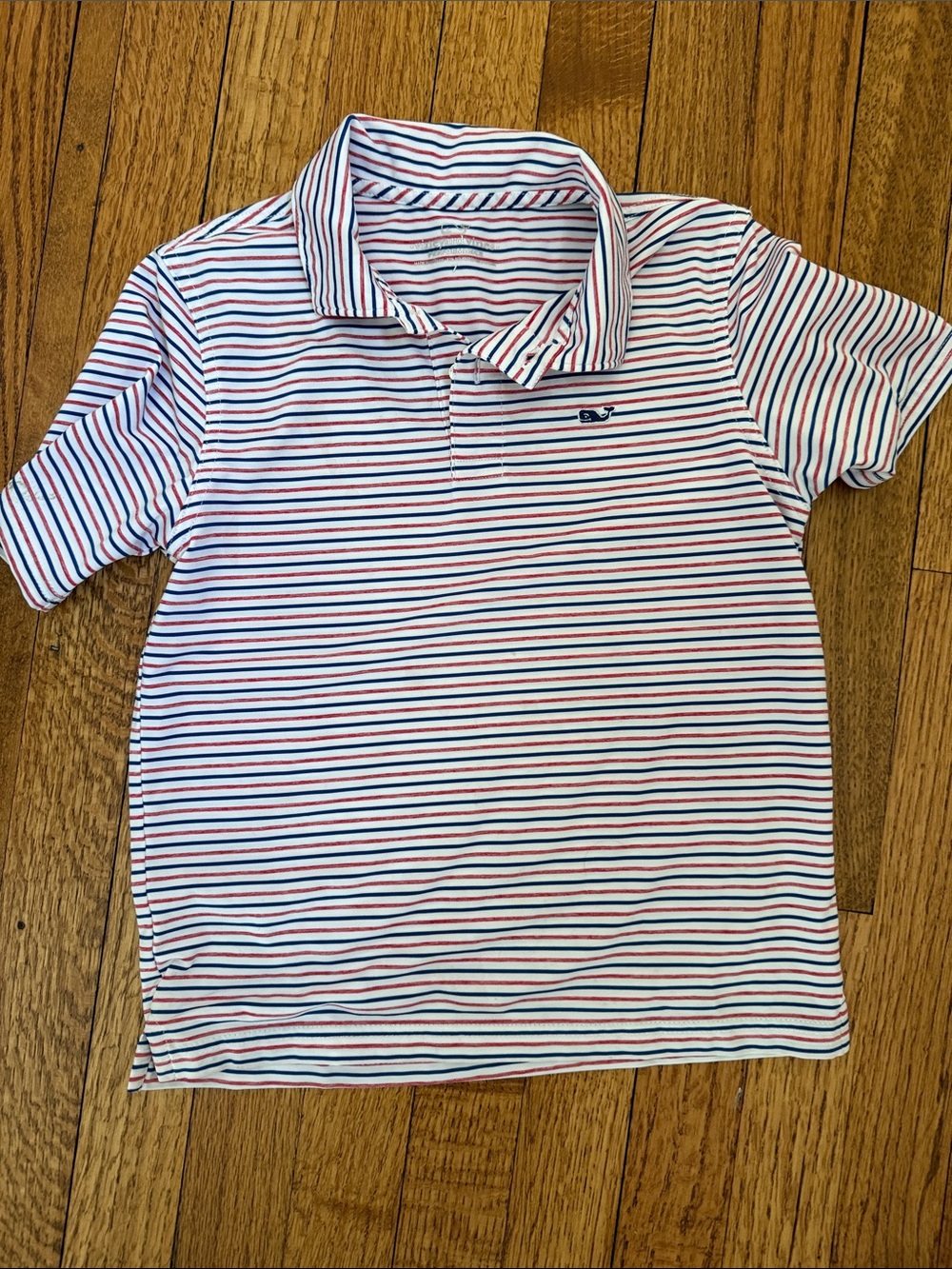 Vineyard Vines White Polo with Red & Navy Stripes